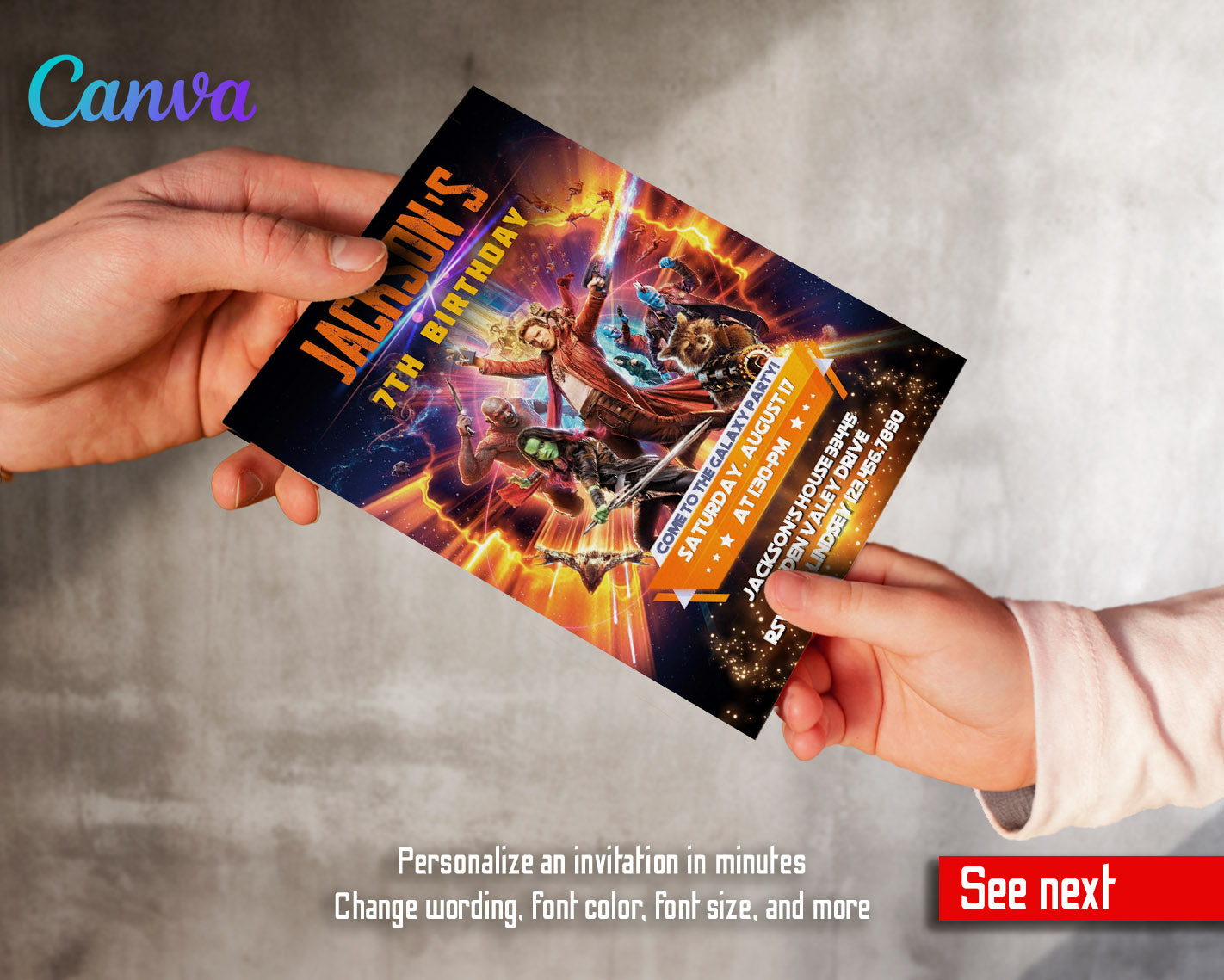 Guardians of The Galaxy Superhero customizable invitation template | Share or Print | boy | SG219