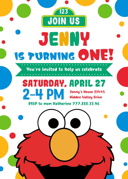 Sesame Street Elmo customizable invitation template | Share or Print |  | TH968
