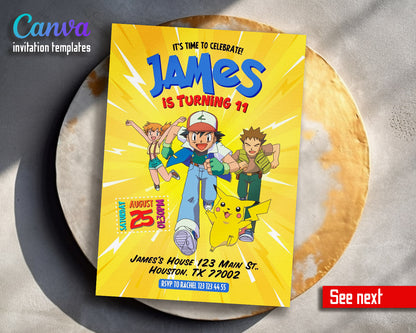 Pokemon Pikachu  customizable invitation template | Share or Print |  | VY299