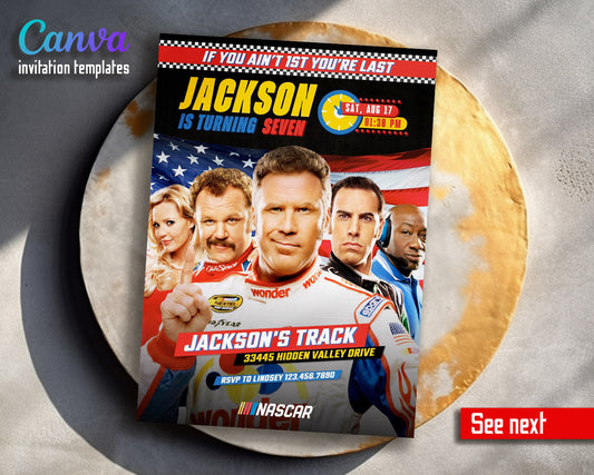 Nascar Ricky Bobby  customizable invitation template | Share or Print | boy | OO221