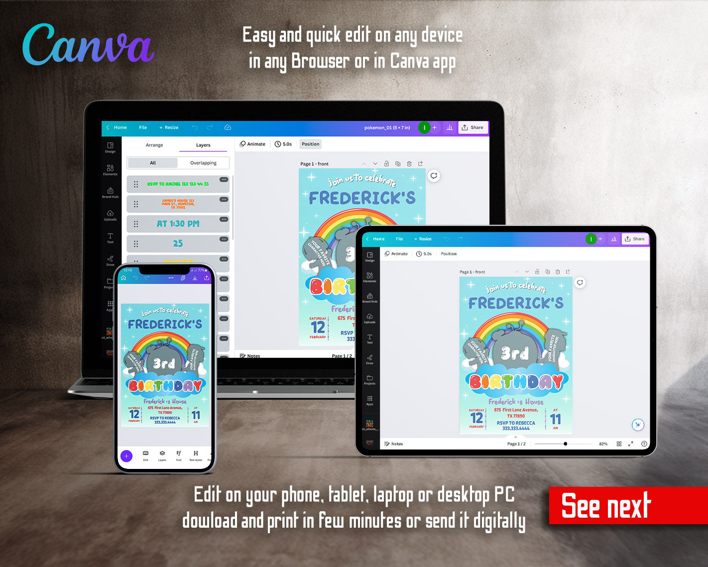 Cocomelon  customizable invitation template | Share or Print |  | ZX398