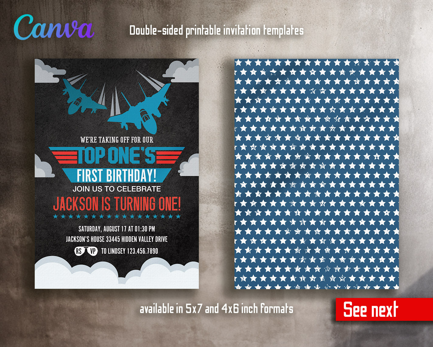 Top Gun One Jet Fighter customizable invitation template | Share or Print | boy | IR291