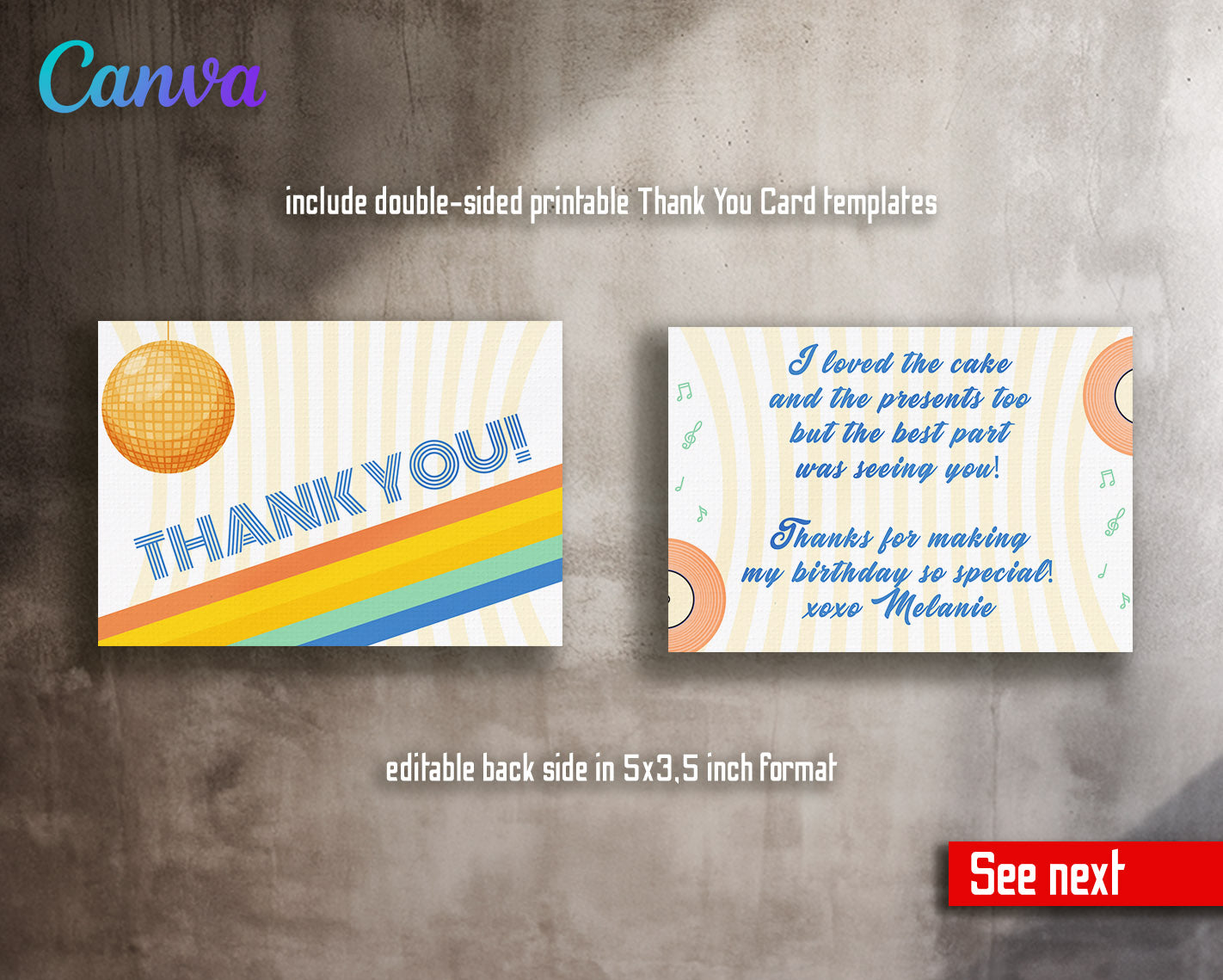 Disco Party 80th 90th  customizable invitation template | Share or Print |  | KN512