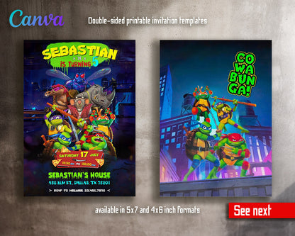 Teenage Mutant Ninja Turtles Mutant Mayhem customizable invitation template | Share or Print | boy | DG203