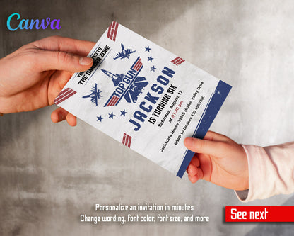 Top Gun Maverick Jet Fighter customizable invitation template | Share or Print | boy | LI534