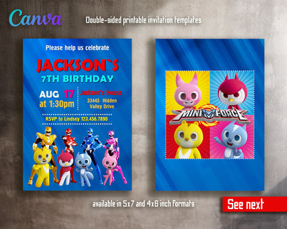 Miniforce customizable invitation template | Share or Print | boy | BV713