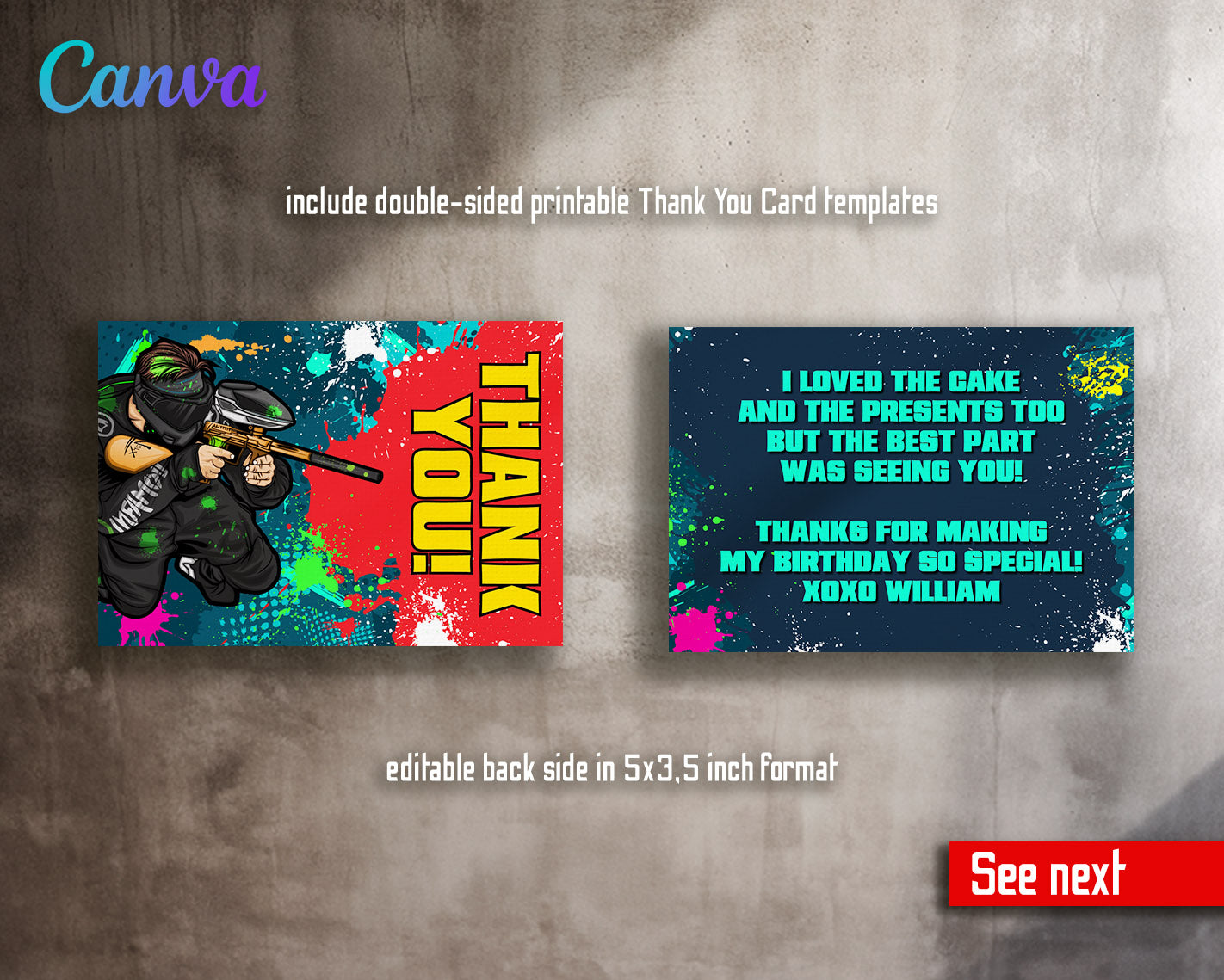 Paintball Airsoft battle customizable invitation template | Share or Print | boy | LJ074