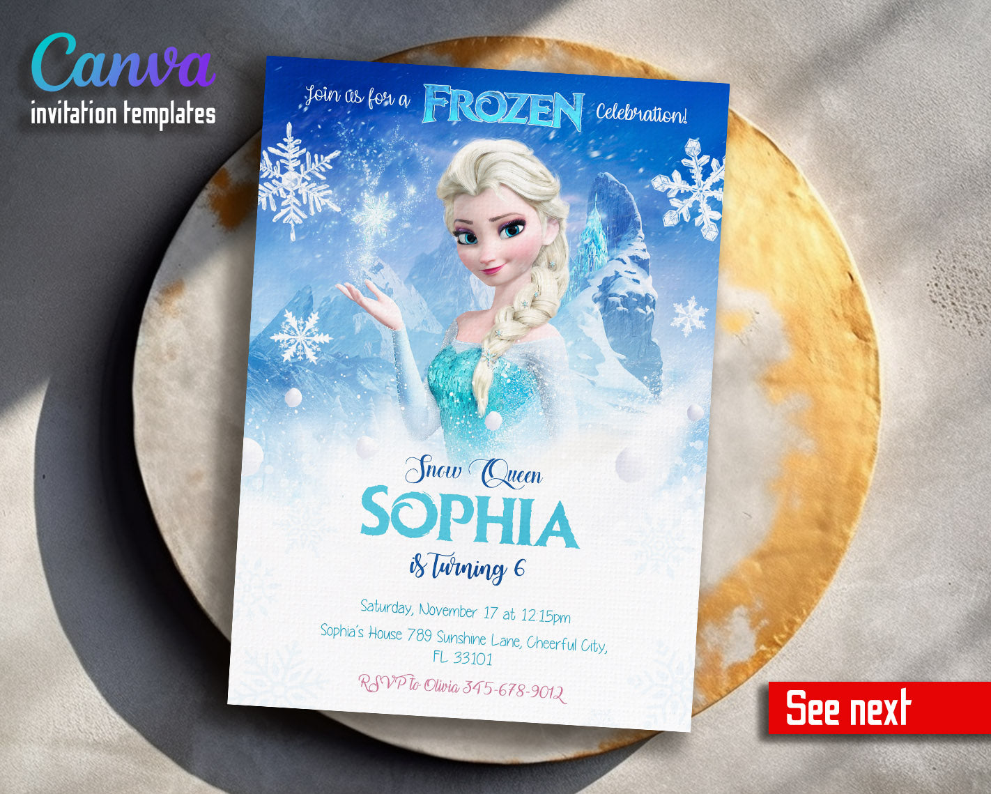 Frozen Elsa customizable invitation template | Share or Print – Templaterio