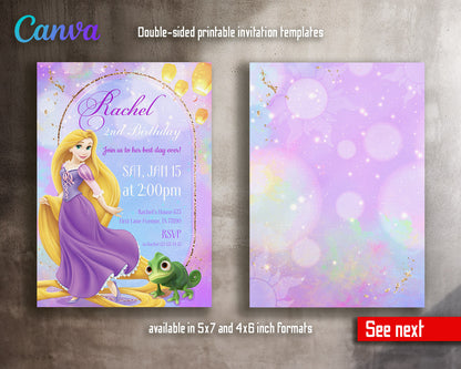 Rapunzel Princess Tangled customizable invitation template | Share or Print | girl | GN835