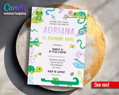 Reptile Lizard Snake customizable invitation template | Share or Print |  | PK767