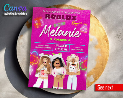 Roblox Gamer customizable invitation template | Share or Print | | FI075