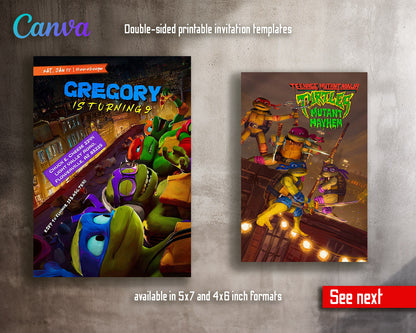 Teenage Mutant Ninja Turtles Mutant Mayhem customizable invitation template | Share or Print | boy | CP393