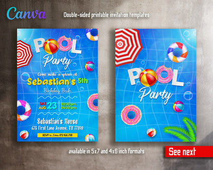 Pool Party customizable invitation template | Share or Print | boy | US513