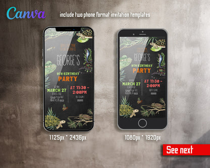 Reptile Lizard Snake customizable invitation template | Share or Print |  | TA624