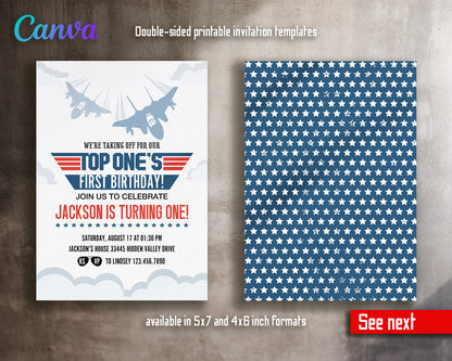 Top Gun One Jet Fighter customizable invitation template | Share or Print | boy | UG808