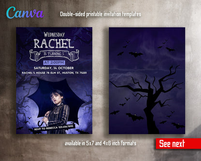Wednesday Addams customizable invitation template | Share or Print | girl | KY403