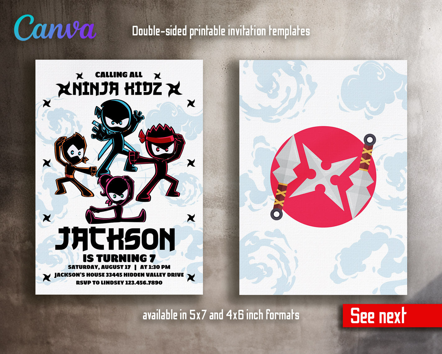 Ninja Kidz TV customizable invitation template | Share or Print |  | WC956