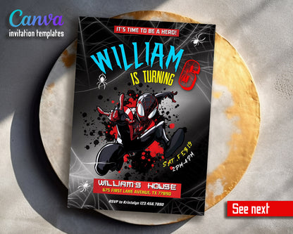 Spider Man Across the Spider-Verse customizable invitation template | Share or Print | boy | TK241
