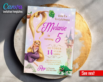 Rapunzel Princess Tangled customizable invitation template | Share or Print | girl | KP101