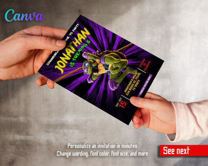 Teenage Mutant Ninja Turtles Mutant Mayhem customizable invitation template | Share or Print | boy | QH148