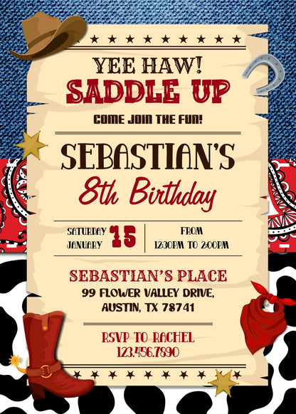 Cowboy Rodeo customizable invitation template | Share or Print | boy | FZ747