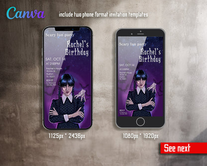 Wednesday Addams customizable invitation template | Share or Print | girl | CW993