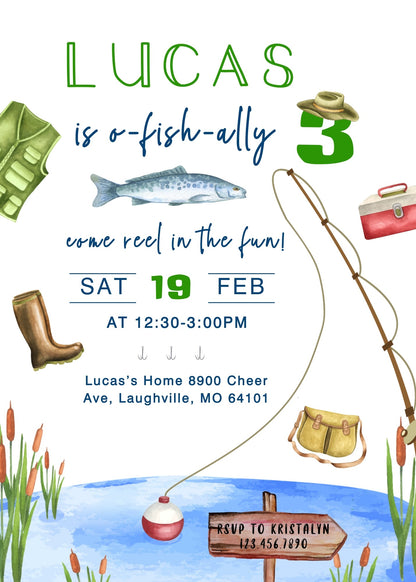 Fishing O-Fish-Ally customizable invitation template | Share or Print |  | LA825