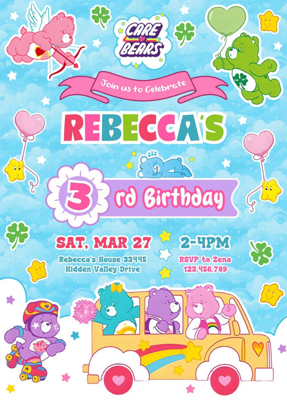 Care Bears  customizable invitation template | Share or Print |  | FG275