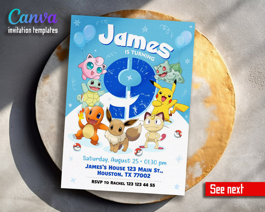 Pokemon Pikachu  customizable invitation template | Share or Print |  | LI521