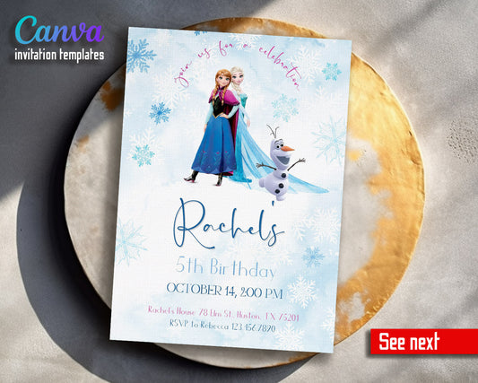 Frozen Elsa  customizable invitation template | Share or Print | girl | CZ282