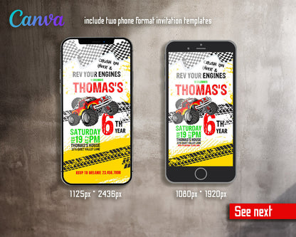 Monster Truck customizable invitation template | Share or Print | boy | BS938