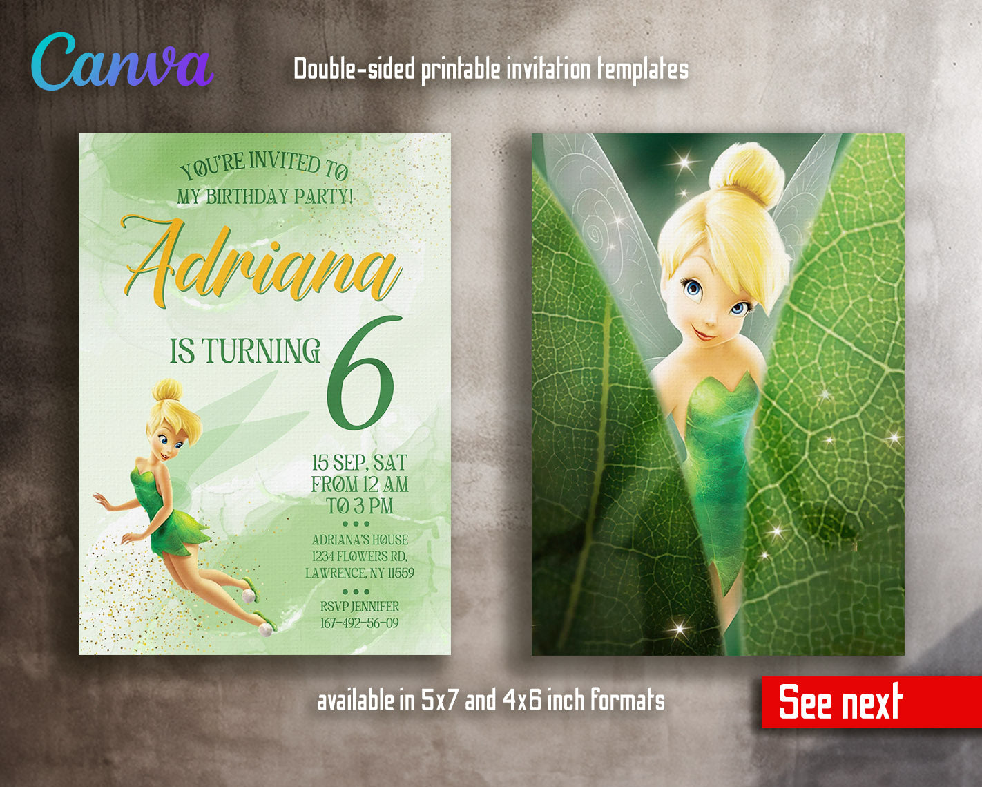 Tinker Bell Fairy Princess customizable invitation template | Share or Print | girl | CW397