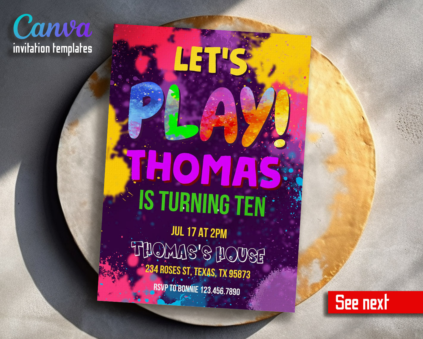 Play Party Gamer customizable invitation template | Share or Print |  | CL668