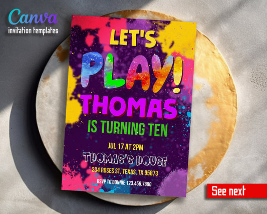 Play Party Gamer customizable invitation template | Share or Print |  | CL668