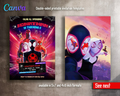 Spider Man Across the Spider-Verse customizable invitation template | Share or Print | boy | AN357