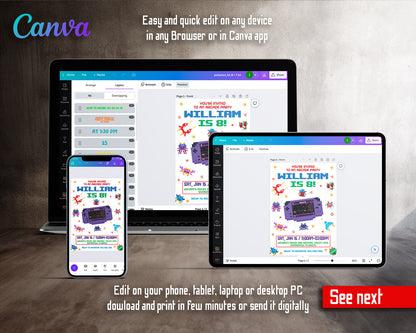 Arcade Gamer customizable invitation template | Share or Print |  | MS811