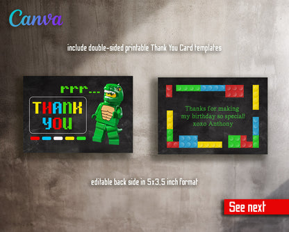 Lego Minifigures  customizable invitation template | Share or Print |  | WP747