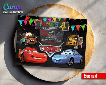 Cars Lightning McQueen customizable invitation template | Share or Print | boy | AE199