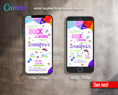 Rock Climbing  customizable invitation template | Share or Print |  | LM182