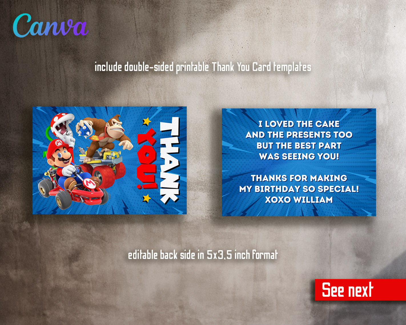 Mario Kart Gamer customizable invitation template | Share or Print | boy | AB734