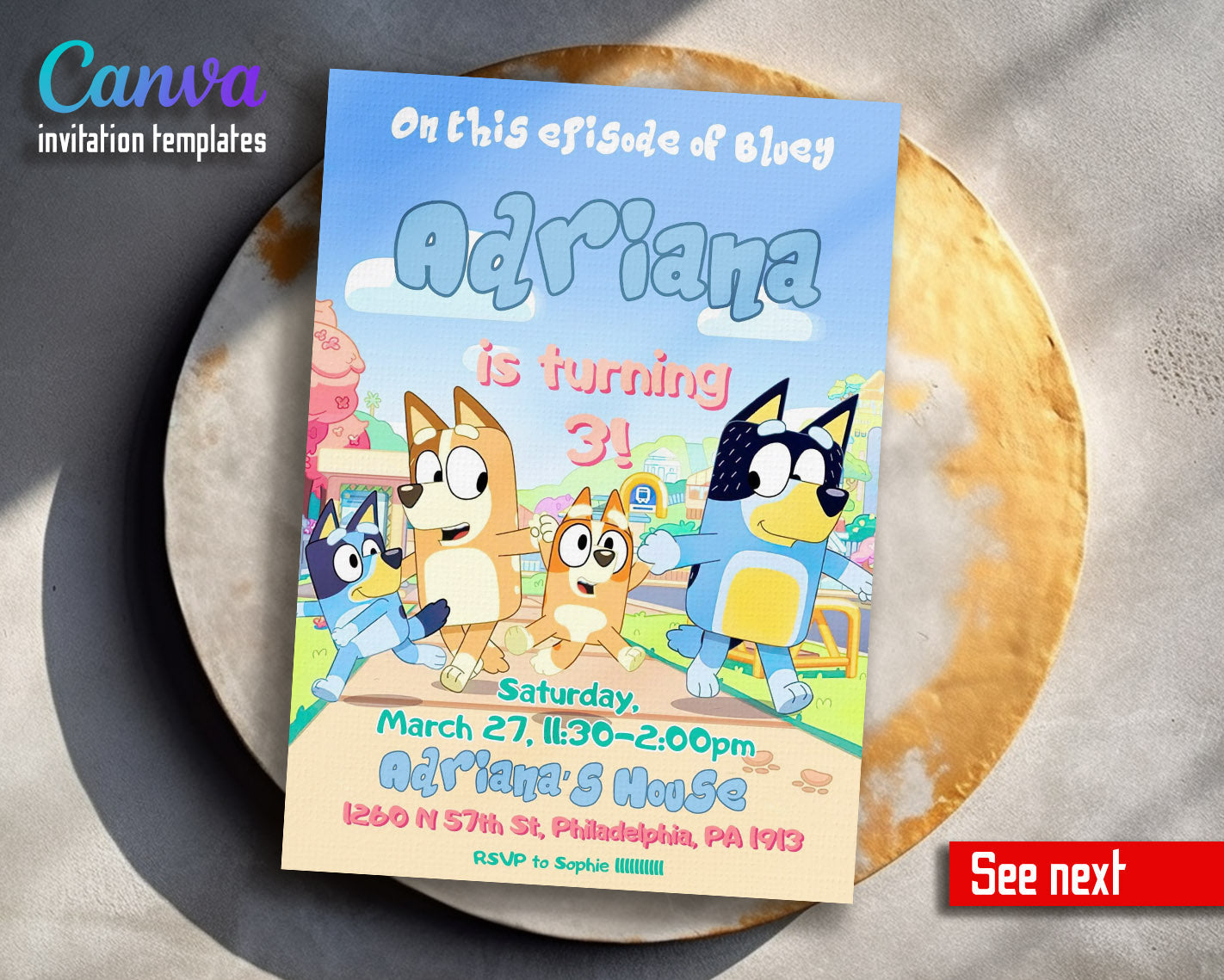 Bluey Bingo customizable invitation template | Share or Print |  | LE242