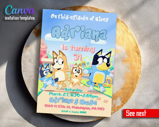 Bluey Bingo customizable invitation template | Share or Print |  | LE242