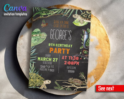 Reptile Lizard Snake customizable invitation template | Share or Print |  | TA624