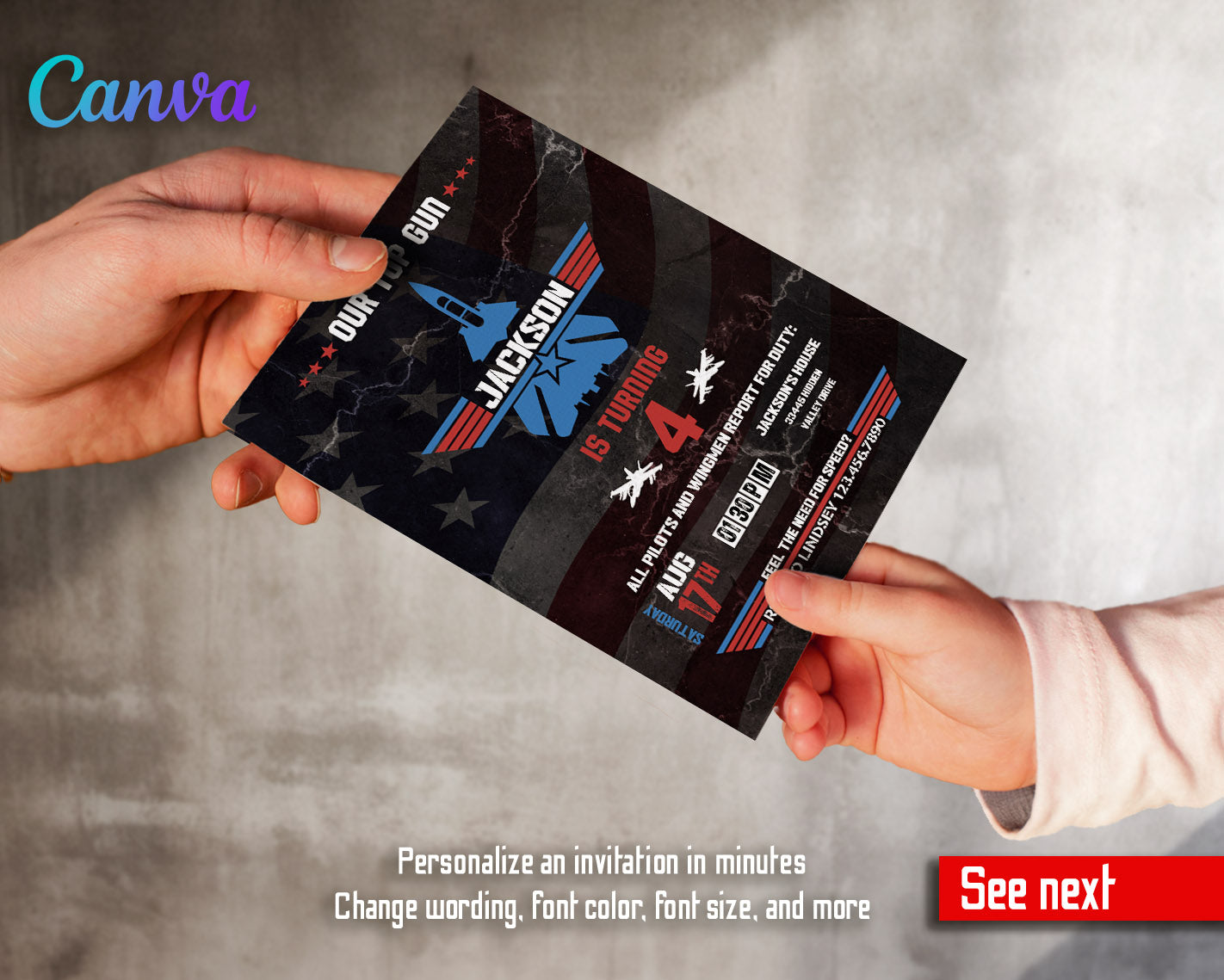 Top Gun Maverick Jet Fighter customizable invitation template | Share or Print | boy | MT634