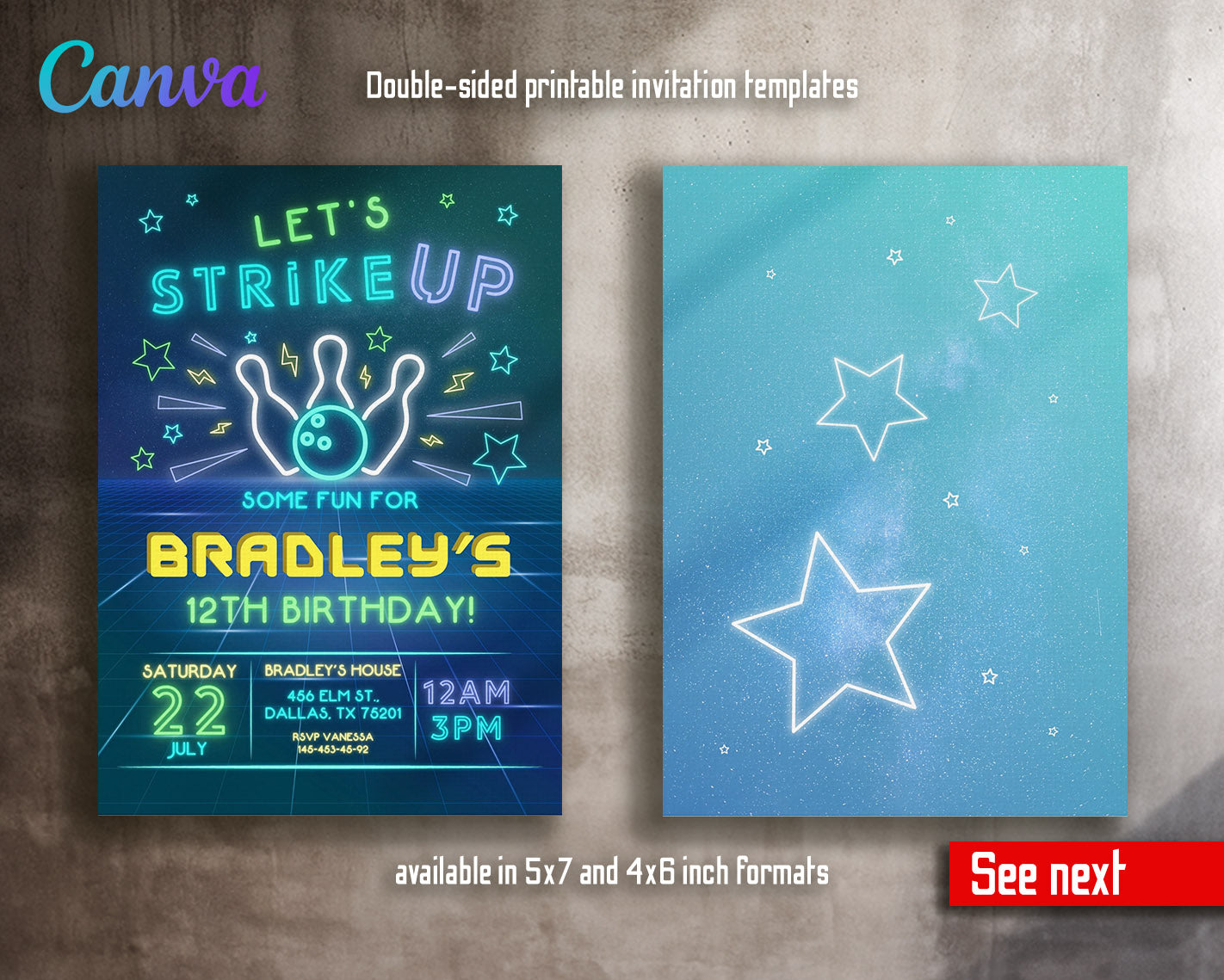 Bowling Strike Up customizable invitation template | Share or Print |  | WR839