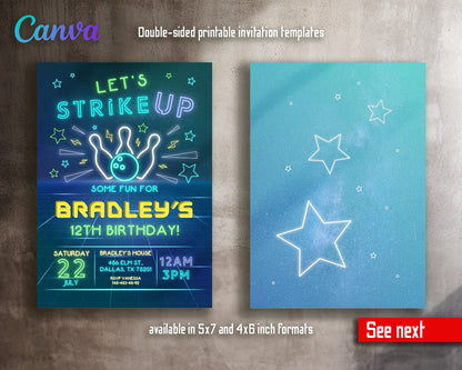 Bowling Strike Up customizable invitation template | Share or Print |  | WR839