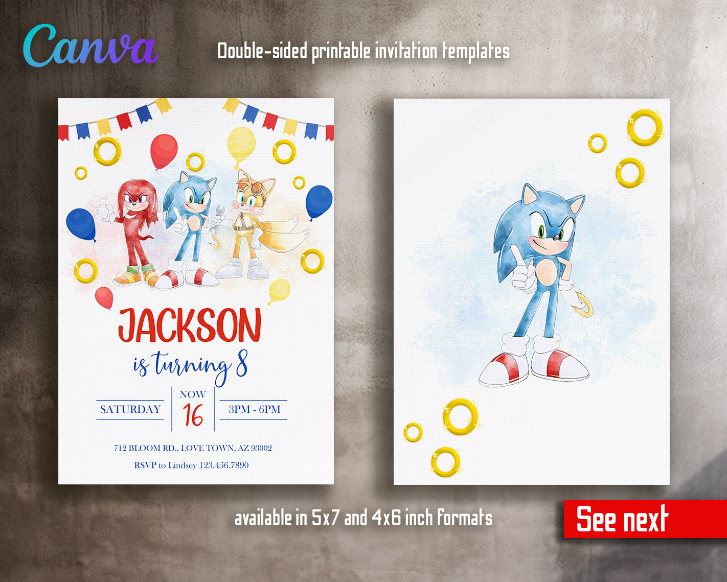Sonic the Hedgehog customizable invitation template | Share or Print |  | SB147