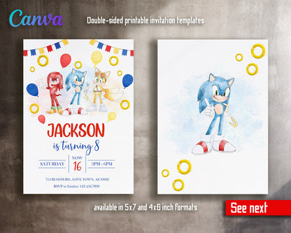 Sonic the Hedgehog customizable invitation template | Share or Print |  | SB147