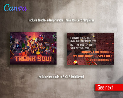 Minecraft Gamer customizable invitation template | Share or Print | | BR119