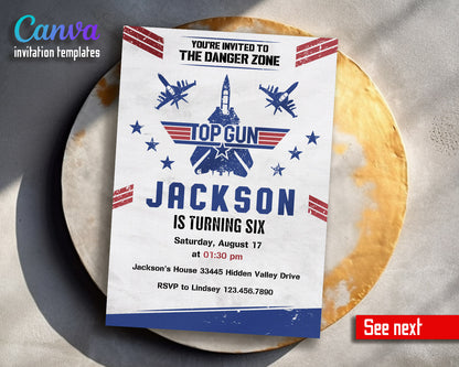 Top Gun Maverick Jet Fighter customizable invitation template | Share or Print | boy | LI534